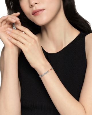 Sterling Silver & 14K Yellow Gold Cable Flex Rhodolite Garnet Bracelet, 4mm