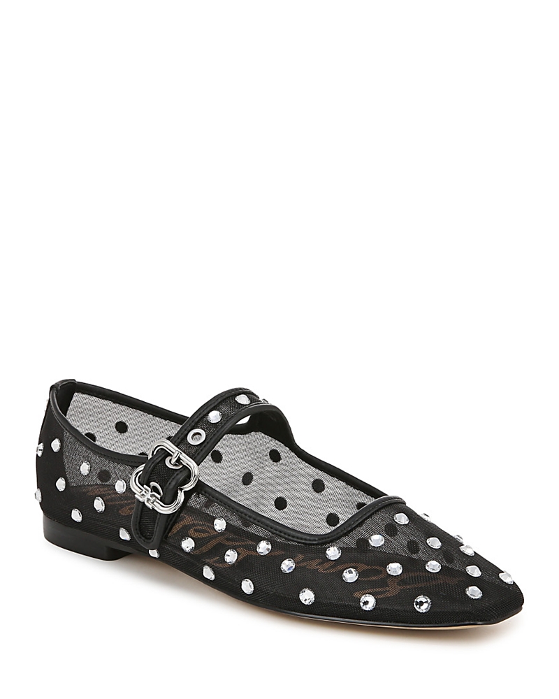 Sam Edelman Michaela Shine Womens Embellished Mesh Ballet Flats In Black