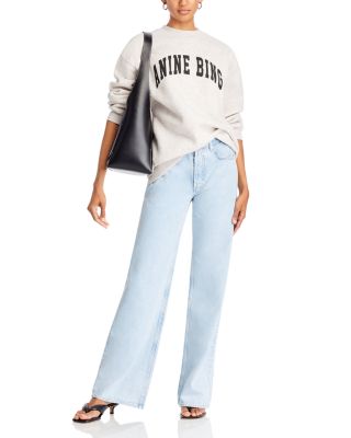 Anine Bing Hugh High Rise Jeans in Bleached Blue