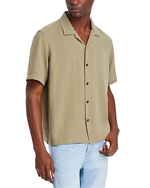 Shop Rag & Bone Avery Cotton Gauze Relaxed Fit Button Down Camp Shirt In Vetiver