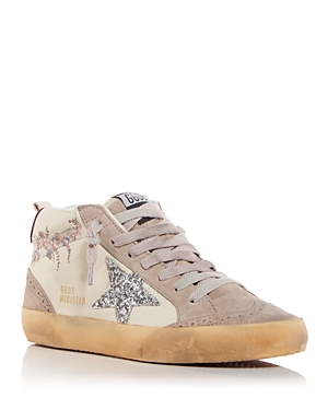 Golden Goose Midstar Panelled Embroidered Sneakers In White Multi