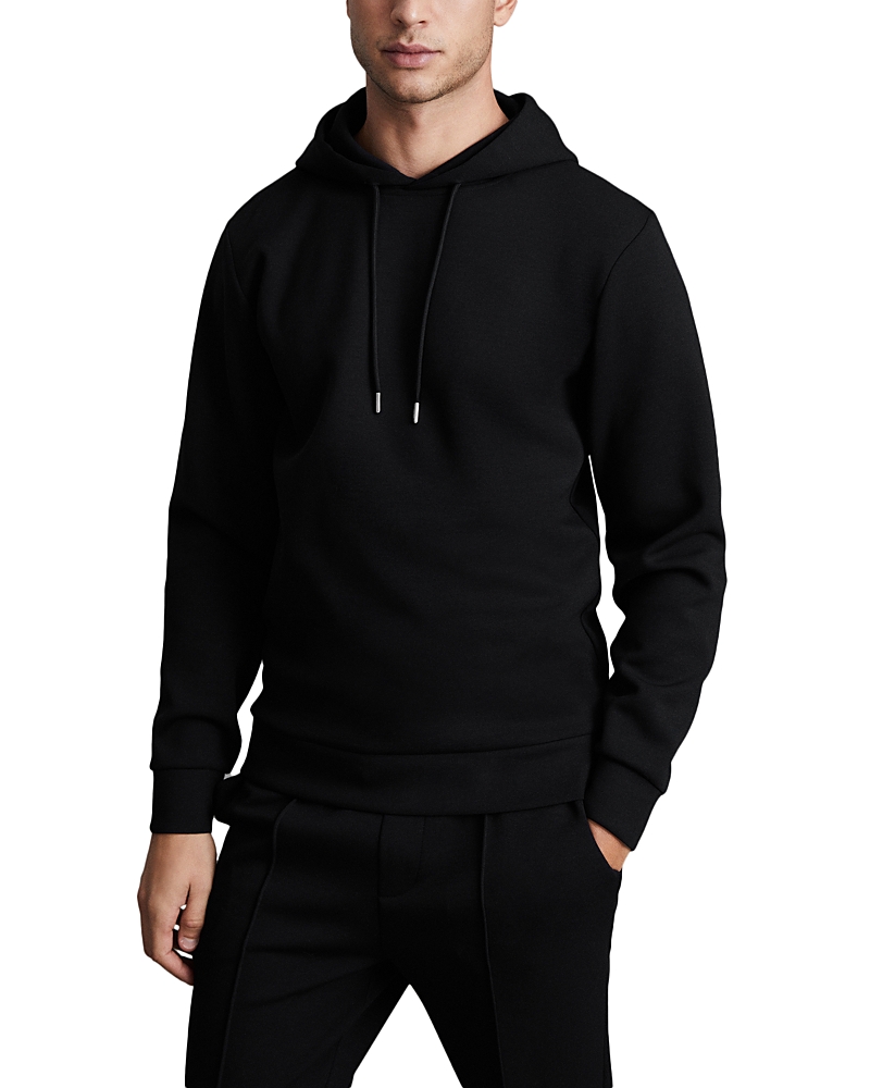 Reiss Fabien Interlock Hoodie In Black