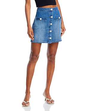 Shop L Agence L'agence Kris Denim Mini Skirt In Hilmar