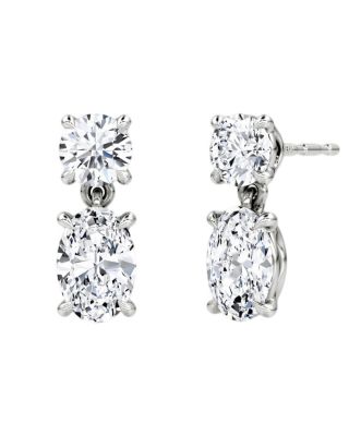  Signature Drop Earring in 14K White Gold, 6.0ctw Round Brilliant & Oval Lab Grown Diamonds