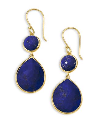 IPPOLITA - 18K Yellow Gold 18K Rock Candy Lapis Doublet Double Drop Earrings