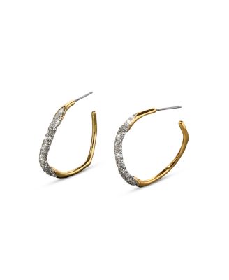 Two Tone Pave Hoop Earrings