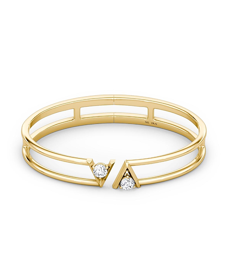 Vrai V Double Row Plain Bangle Bracelet in 14K Yellow Gold, .50ctw Round Brilliant Lab Grown Diamonds