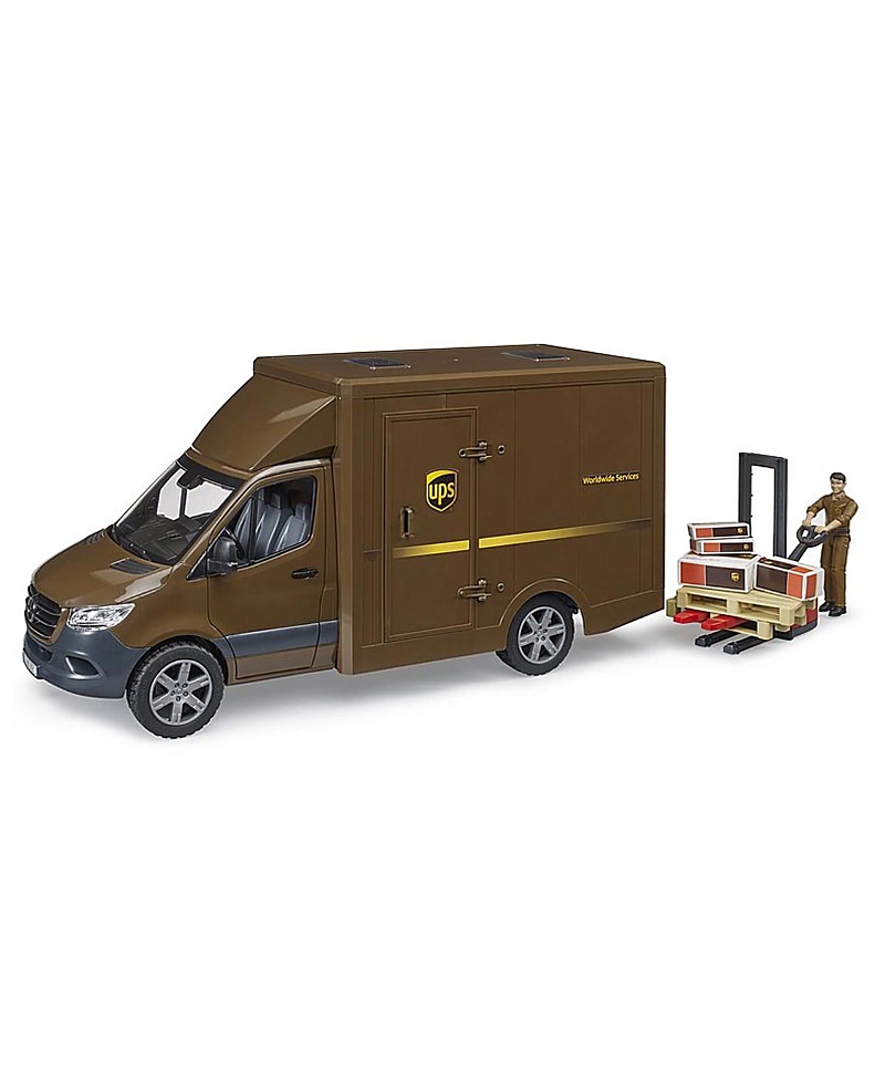 Bruder 1/16 Mercedes-benz Sprinter Ups Truck With Manually Operated Pallet Jack 2-4 - Ages 5-7