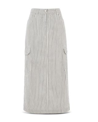 Stripe Cargo Midi Skirt