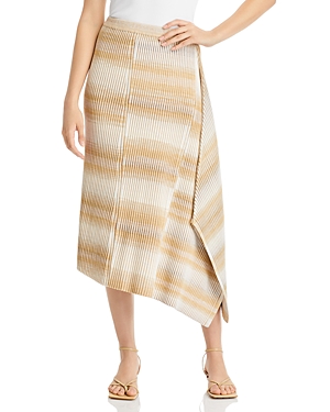 Shop Simkhai Caelan Asymmetrical Ribbed Skirt In Sand Multi
