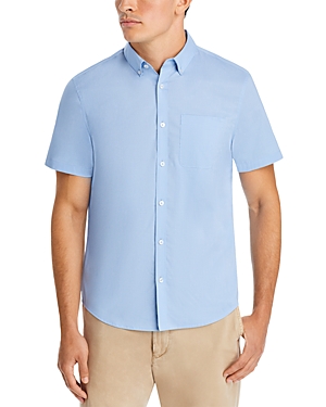 Mack Weldon 24/7 Summer Cotton Blend Button Down Shirt In Blue
