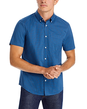 Mack Weldon 24/7 Summer Cotton Blend Button Down Shirt In Blue