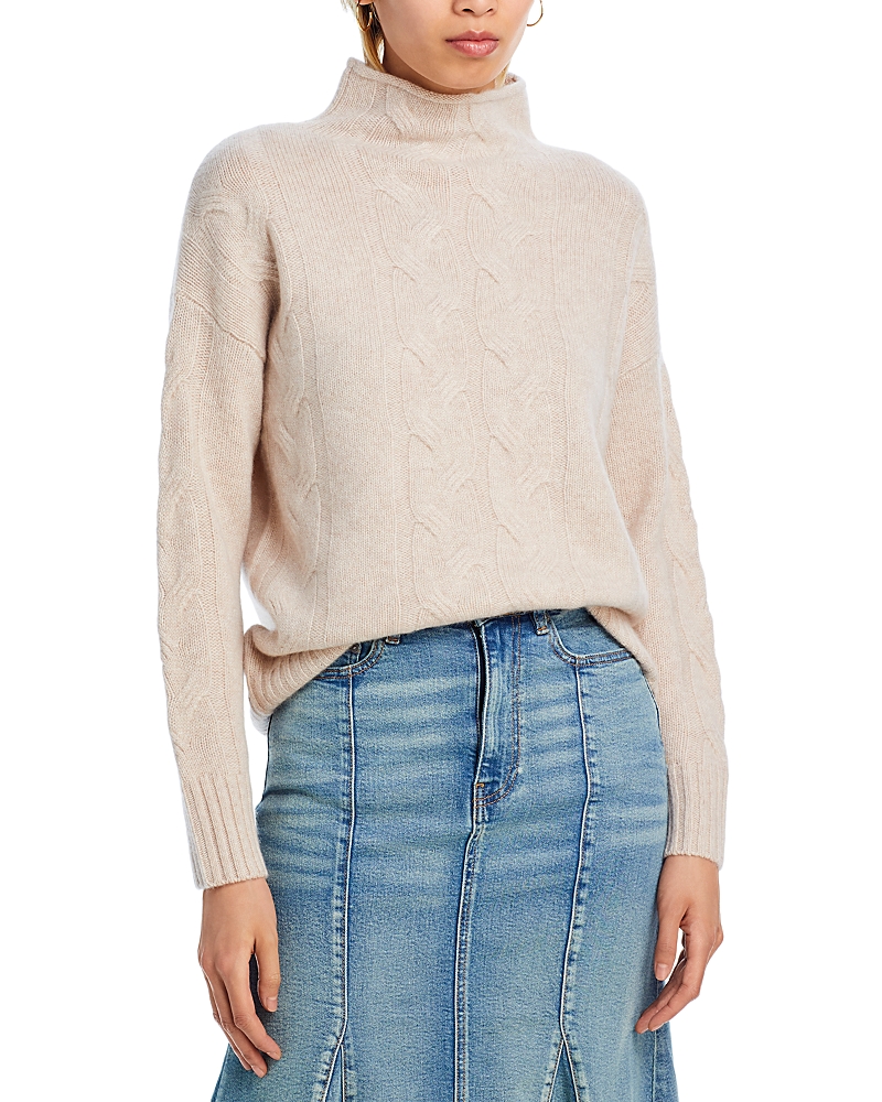 C by Bloomingdale's Cashmere Mock Neck Cable Cashmere Sweater - Exclusive