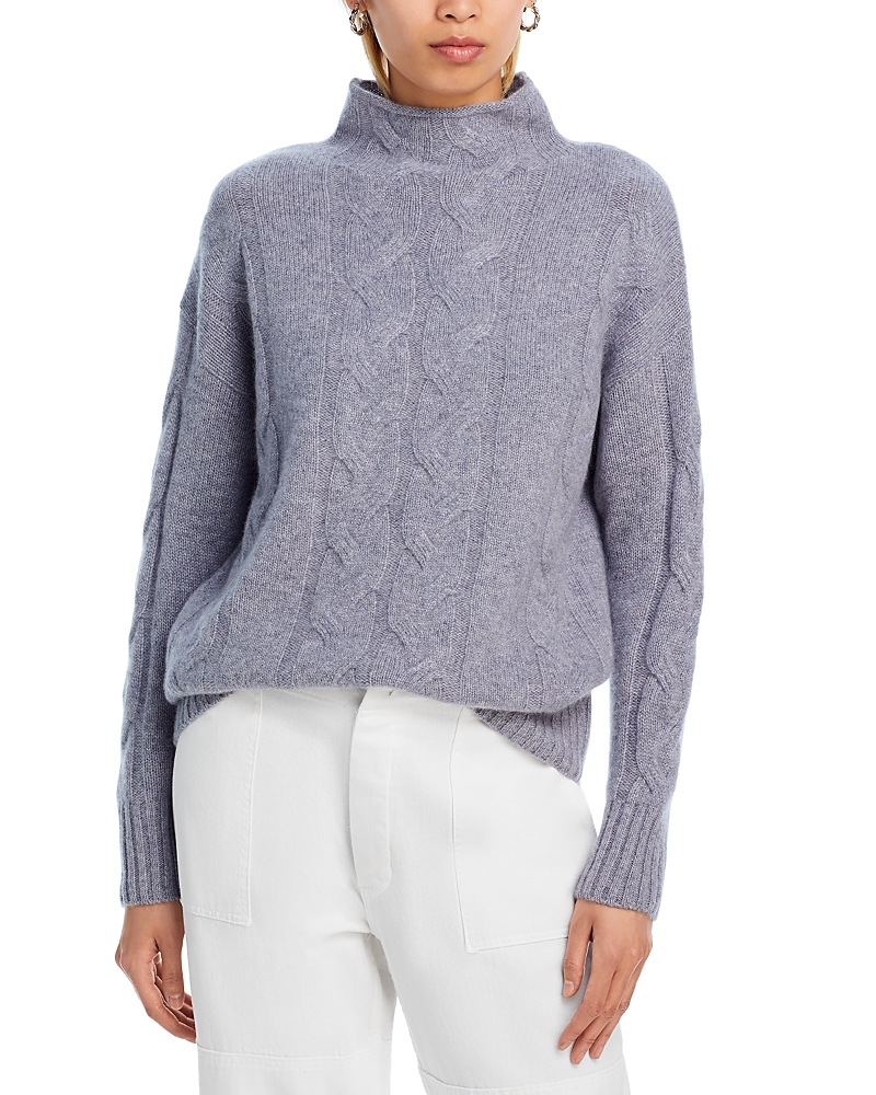 C by Bloomingdale's Cashmere Mock Neck Cable Cashmere Sweater - Exclusive