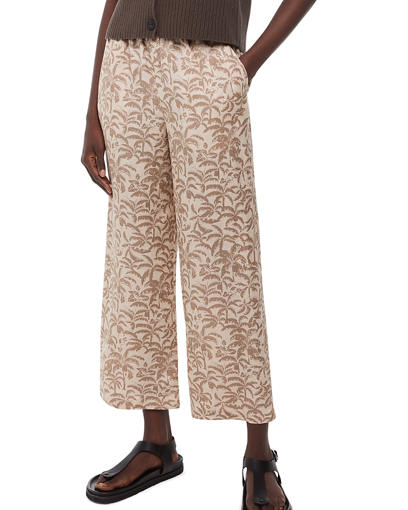 Whistles Palm Print Cropped Trouser, Size 10 In Ivory/multi