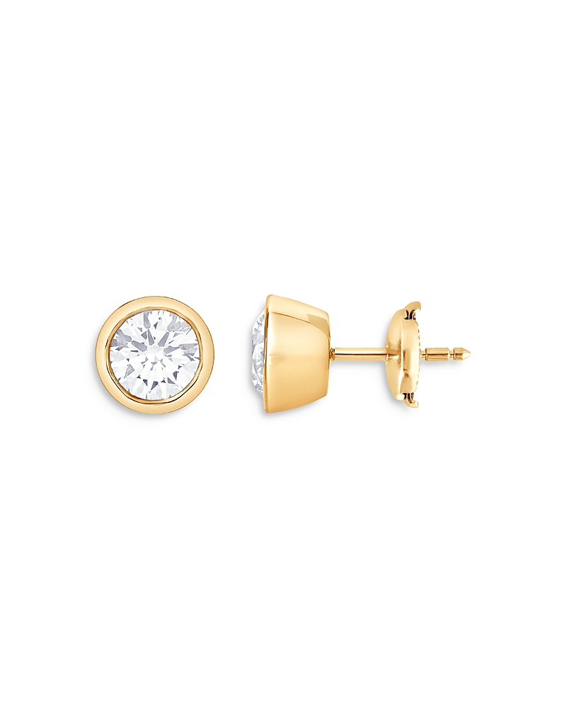 Bloomingdale's Fine Collection Certified Lab Grown Diamond Bezel Stud Earrings in 18K Yellow Gold, 3.0 tcw