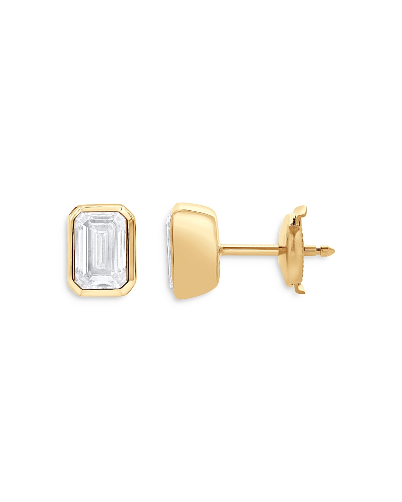 Bloomingdale's Certified Lab Grown Diamond Emerald-cut Bezel Stud Earrings In 18k Yellow Gold, 3.0 Ct. T. W. In Gold