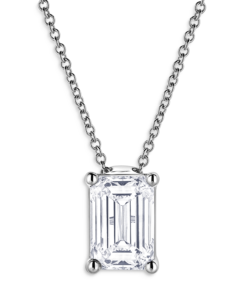 Bloomingdale’s Fine Collection Certified Lab Grown Diamond Emerald Cut Pendant Necklace in 18K White Gold, 2.0 tcw