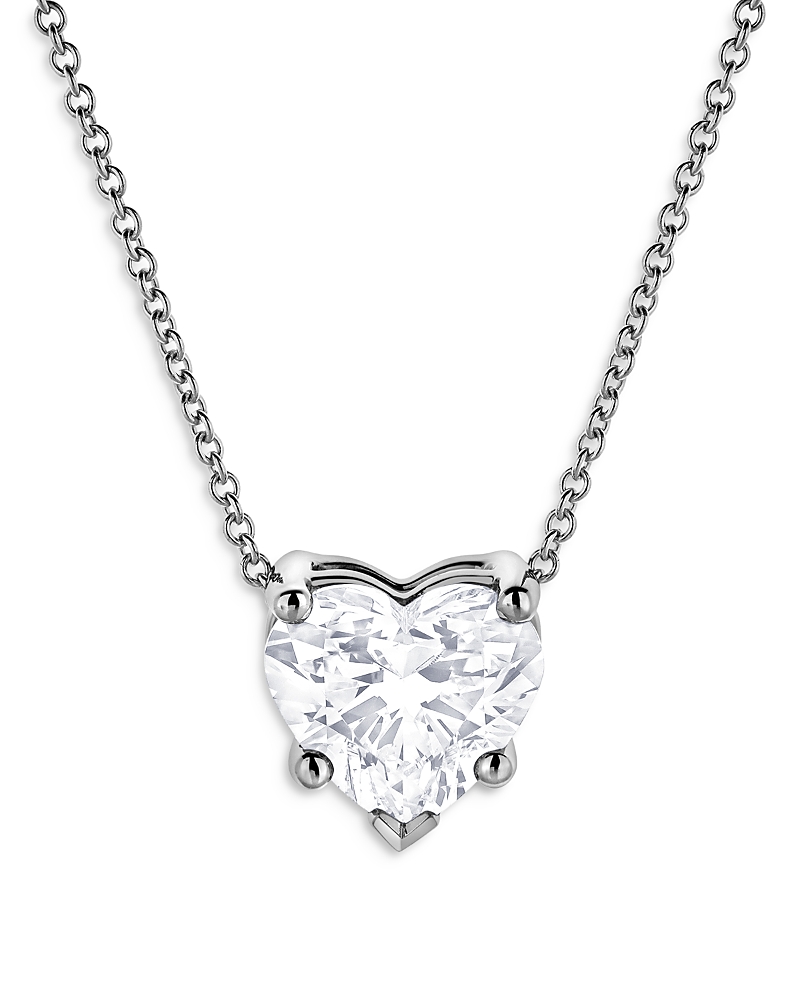 Bloomingdale’s Fine Collection Certified Lab Grown Diamond Heart Pendant Necklace in 18K White Gold, 2.0 tcw