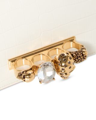 Mini Jewelled Croc Embossed Leather Shoulder Bag