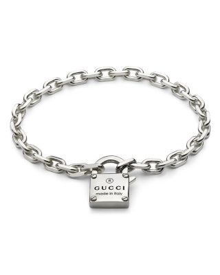 Gucci - Sterling Silver Trademark Lock Chain Link Bracelet