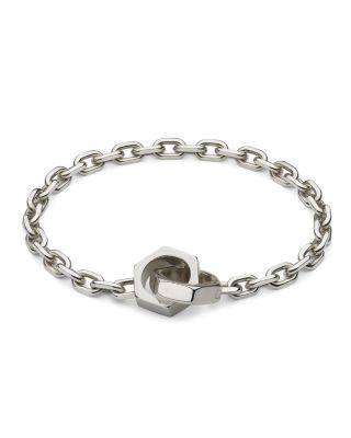 Gucci - Sterling Silver Trademark Hexagon Interlocking Links Chain Bracelet