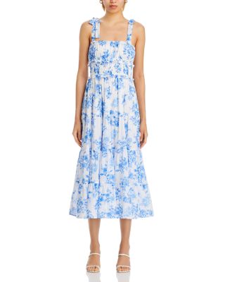 Floral Tie Strap Midi Dress - Exclusive
