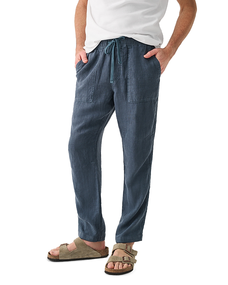 Faherty Linen Drawstring Pants In Washed Black
