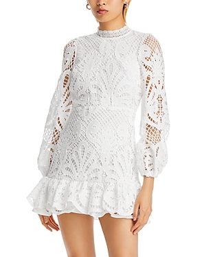 AQUA LONG SLEEVE LACE DRESS - EXCLUSIVE