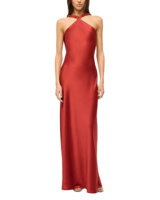 STAUD - Cadence Beaded Halter Gown