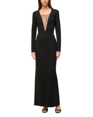 STAUD - Kris Mesh Plunge Neck Gown