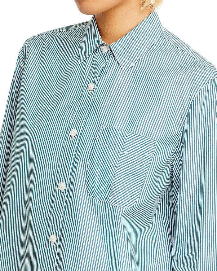 Shop Rag & Bone Maxine Cotton Button Down Shirt In Green Stripe