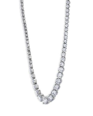 Certified Lab Grown Diamond Graduated Tennis Necklace in 18K White Gold, 30.0 tcw