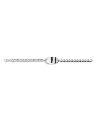 Sterling Silver Trademark Black Enamel Link Bracelet