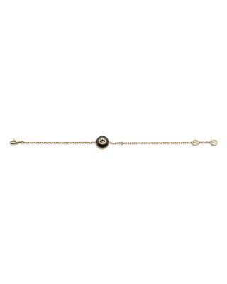 18K Yellow Gold Interlocking Onyx & Diamond Accent Logo Bracelet