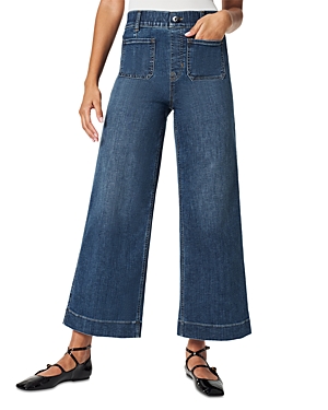 High Rise Cropped Wide Leg Jeans in Washed Indigo