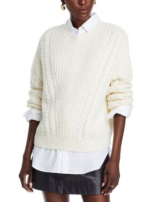 AQUA - Cashmere Crewneck Cable Knit Sweater - Exclusive