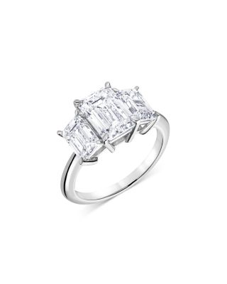 Bloomingdale's Fine Collection - Certified Lab Grown Diamond Emerald Cut Three Stone Engagement Ring in 18K White Gold, 4.40 ct. t.w.