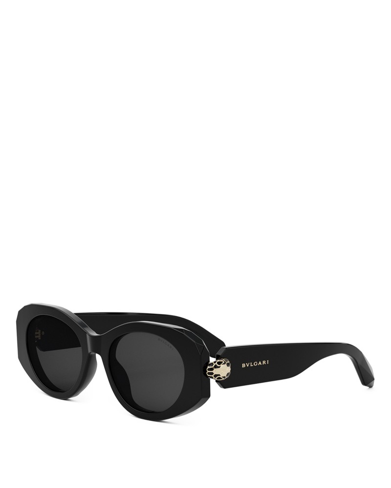 Bvlgari Serpenti Oval Sunglasses, 52mm in Black/Gray Solid