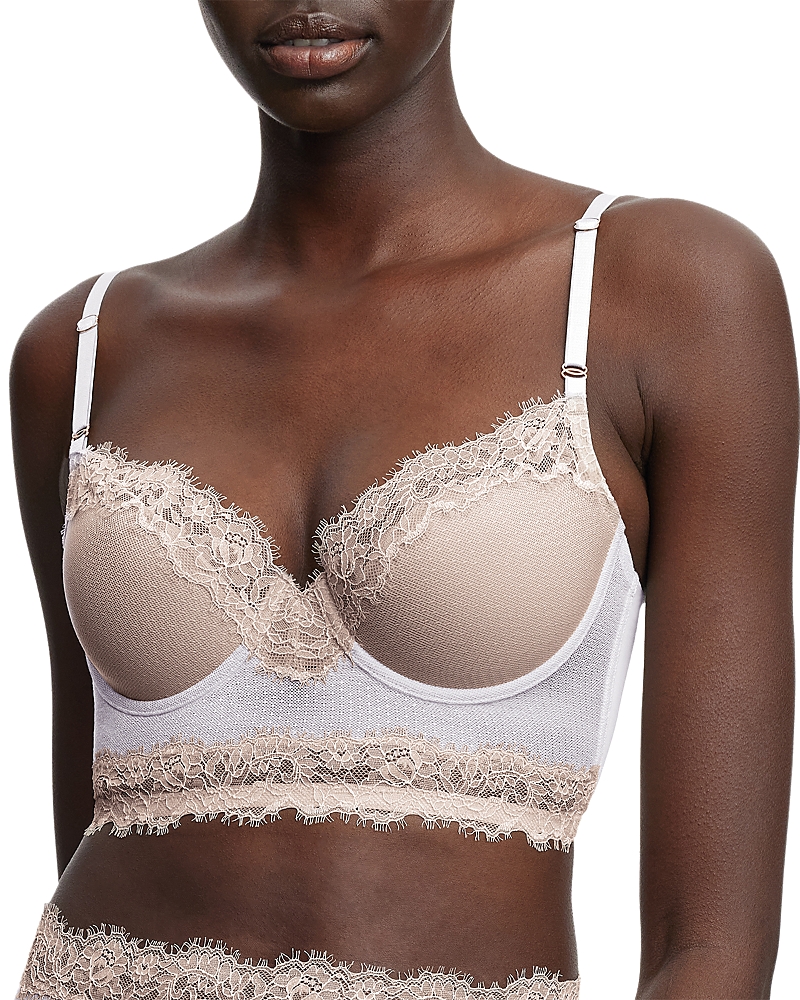 Skarlett Blue Entice Longline Underwire Bra In White Nylon