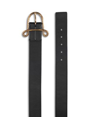 A Logo Buckle Women's Leather Belt