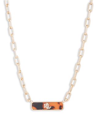 Ralph Lauren - Tortoise Logo Chain Link Pendant Necklace, 16"-19"