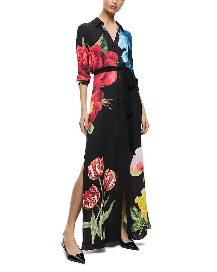Alice and Olivia Chassidy Floral Maxi Shirt Dress | Bloomingdale's
