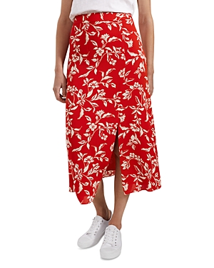 Hobbs London Eloise Printed Midi Skirt In Red Buttercream
