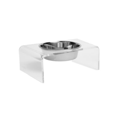 Hiddin Clear Single Bowl Pet Feeder, 2 Quart Bowls