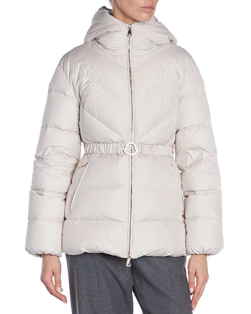 Moncler Brosse Belted Padded Jacket In Natural