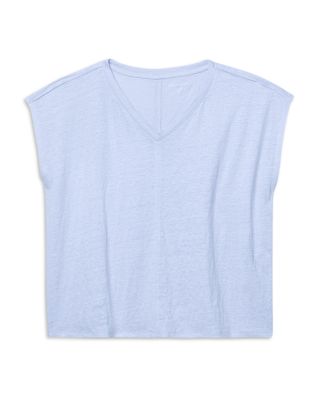 Linen V Neck Boxy Tee