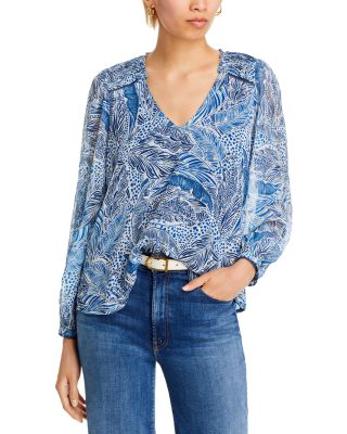 AQUA - Leaf Print Blouse - Exclusive