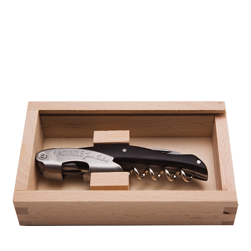 Laguiole Jean Dubost Wine Waiter Dark Horn Handle Corkscrew In Black