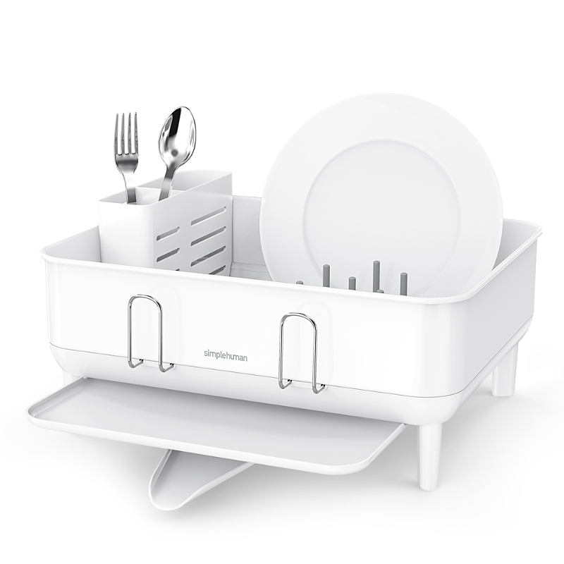Simplehuman Compact Dishrack In White Steel